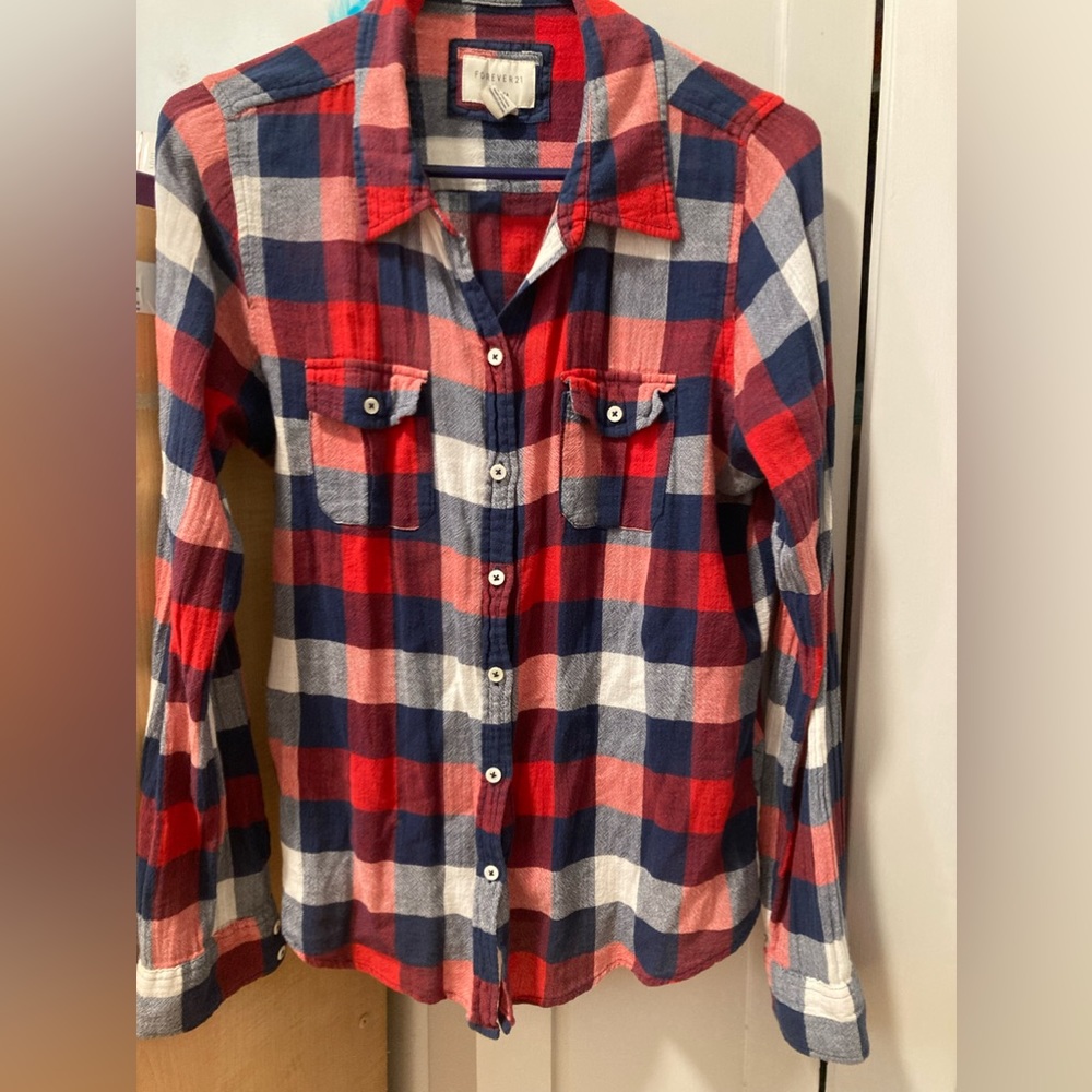Forever, 21 red and blue plaid flannel size large